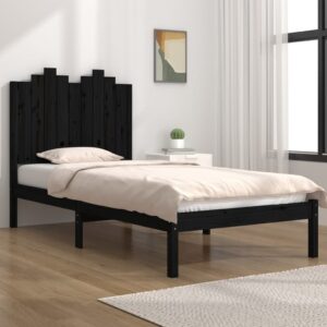 Bed Frame Black Solid Wood Pine 92x187 cm Single Size