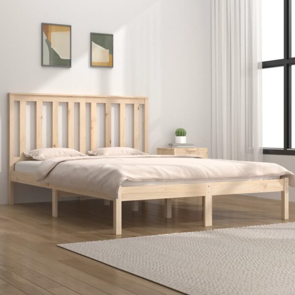 Bed Frame Solid Wood Pine 183x203 cm King Size