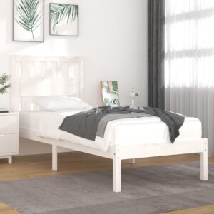 Bed Frame White Solid Wood Pine 92x187 cm Single Size