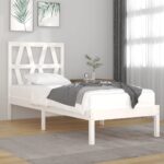 Bed Frame White Solid Wood Pine 92x187 cm Single Size