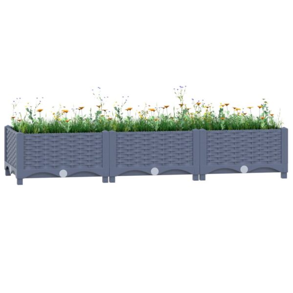 Spacious Grey Polypropylene Garden Planter Raised Bed for Outdoor Plant Growth