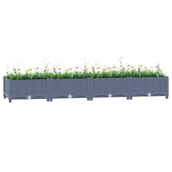 Spacious Grey Polypropylene Garden Planter Raised Bed for Outdoor Planting