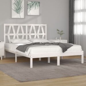 Bed Frame White Solid Wood Pine 183x203 cm King Size