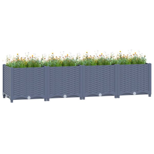 Elegant Grey Garden Planter Raised Bed Durable Polypropylene Outdoor Patio Decor