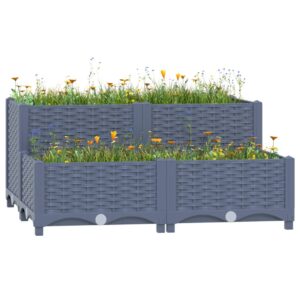 Spacious Grey Garden Planter Box - Durable Polypropylene Outdoor Raised Bed