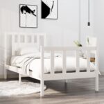 Bed Frame White Solid Wood 92x187 cm Single Size