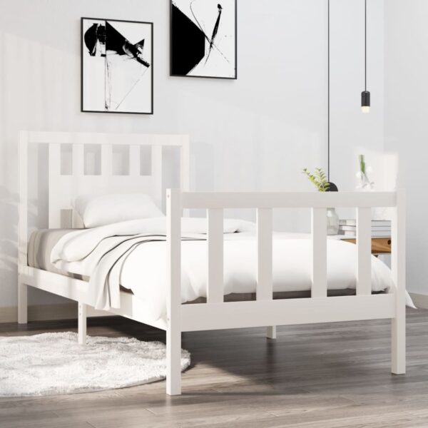 Bed Frame White Solid Wood 92x187 cm Single Size