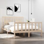 Bed Frame Solid Wood 137x187 cm Double Size