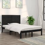 Bed Frame Black Solid Wood 137x187 cm Double Size