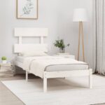 Bed Frame White Solid Wood 92x187 cm Single Size