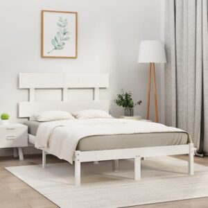 Bed Frame White Solid Wood 137x187 cm Double Size