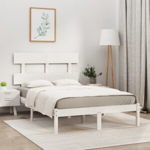 Bed Frame White Solid Wood 153x203 cm Queen Size