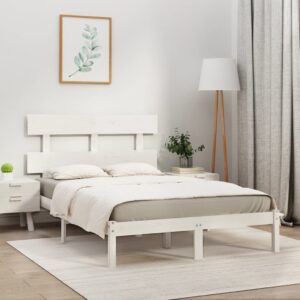 Bed Frame White Solid Wood 183x203 cm King Size