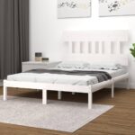 Bed Frame White Solid Wood 183x203 cm King Size