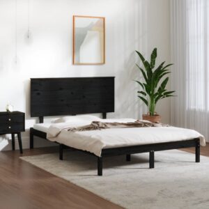 Bed Frame Black Solid Wood 137x187 cm Double Size