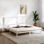 Bed Frame White Solid Wood 153x203 cm Queen Size