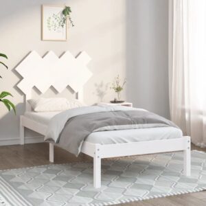 Bed Frame White 92x187 cm Single Size Solid Wood