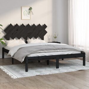 Bed Frame Black 153x203 cm Queen Size Solid Wood