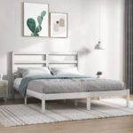 Bed Frame White Solid Wood 137x187 cm Double Size