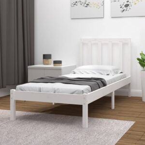 Bed Frame White Solid Wood Pine 92x187 cm Single Size