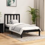 Bed Frame Black Solid Wood Pine 92x187 cm Single Size