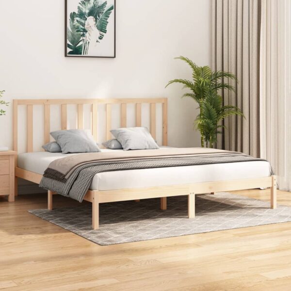 Bed Frame Solid Wood Pine 183x203 cm King Size