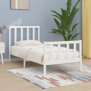 Bed Frame White Solid Wood 92x187 cm Single Size