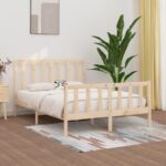 Bed Frame Solid Wood 137x187 cm Double Size