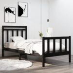 Bed Frame Black Solid Wood 92x187 cm Single Size