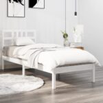 Bed Frame White Solid Wood 92x187 cm Single Size