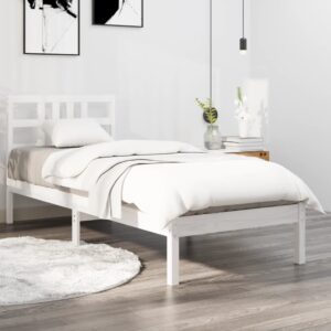 Bed Frame White Solid Wood 92x187 cm Single Size