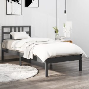 Bed Frame Black Solid Wood 92x187 cm Single Size