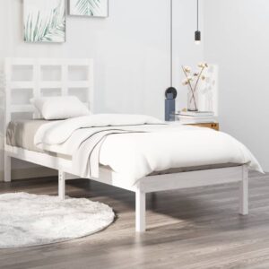 Bed Frame White Solid Wood 92x187 cm Single Size