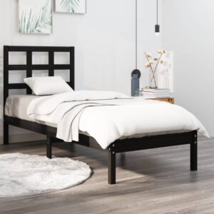 Bed Frame Black Solid Wood 92x187 cm Single Size