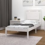 Bed Frame White Solid Wood 92x187 cm Single Size