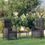 Modern Poly Rattan Outdoor Chairs Set Ergonomic Patio Garden Furniture Black