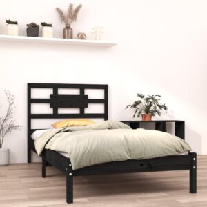 Bed Frame Black Solid Wood 92x187 cm Single Size