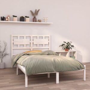 Bed Frame White Solid Wood 137x187 Double Size