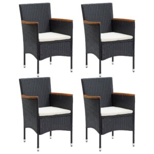 Outdoor Poly Rattan Dining Chairs Set of 4 with Cushions Patio Garden Furniture