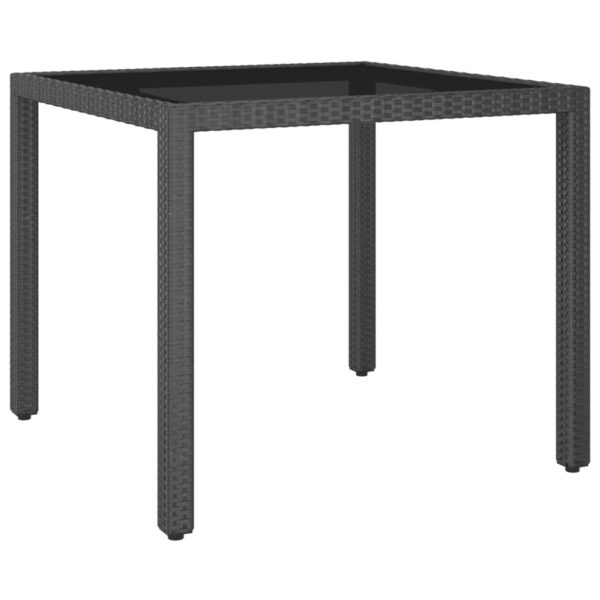 Elegant Outdoor Garden Patio Rattan Table Tempered Glass Top Black Square