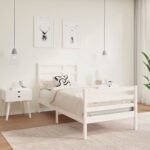 Bed Frame White Solid Wood 92x187 cm Single Size