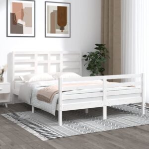 Bed Frame White Solid Wood 153x203 cm Queen Size