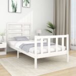 Bed Frame White Solid Wood 92x187 cm Single Size