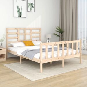 Bed Frame Solid Wood 137x187 cm Double Size