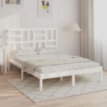 Bed Frame White Solid Wood 137x187 Double Size