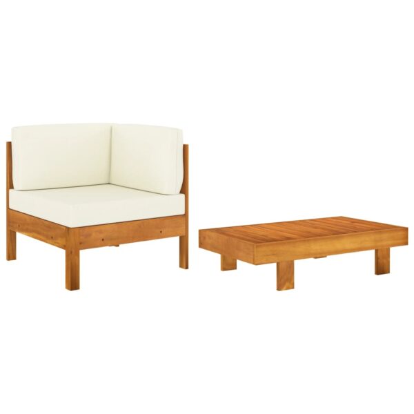 Outdoor Garden Lounge Set Acacia Wood with Cream Cushions Patio Furniture