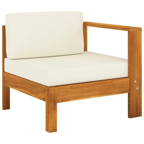 Outdoor Garden Patio Acacia Wood Sofa Chair with Cream Cushions and Armrest