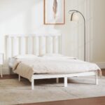 Bed Frame White Solid Wood Pine 137x187 cm Double Size