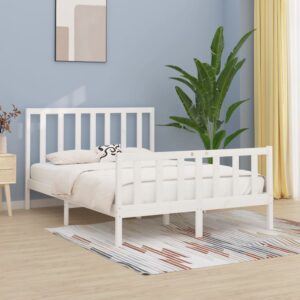 Bed Frame White Solid Wood 153x203 cm Queen Size