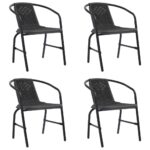 Garden Chairs 4 pcs Plastic Rattan and Steel 110 kg